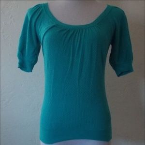 Caché | Balloon Sleeve Open Knit Scoop NeckTop